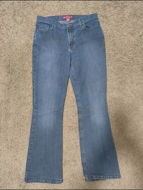 Blue Flare Jeans with Subtle Fade — Unbranded